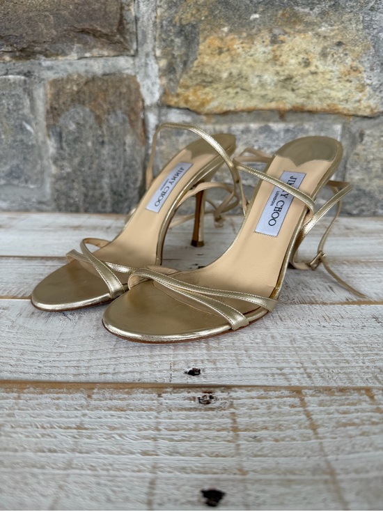 Jimmy Choo Shoes - Jimmy Choo Metallic Gold Strappy Stiletto Sandals